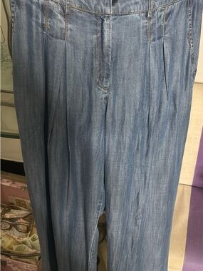 Ramy Brook Blue Wide-Leg Denim Pants